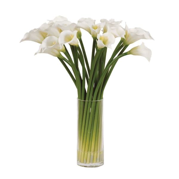 White Calla Lilies in Glass Column Vase | Luxury Garland