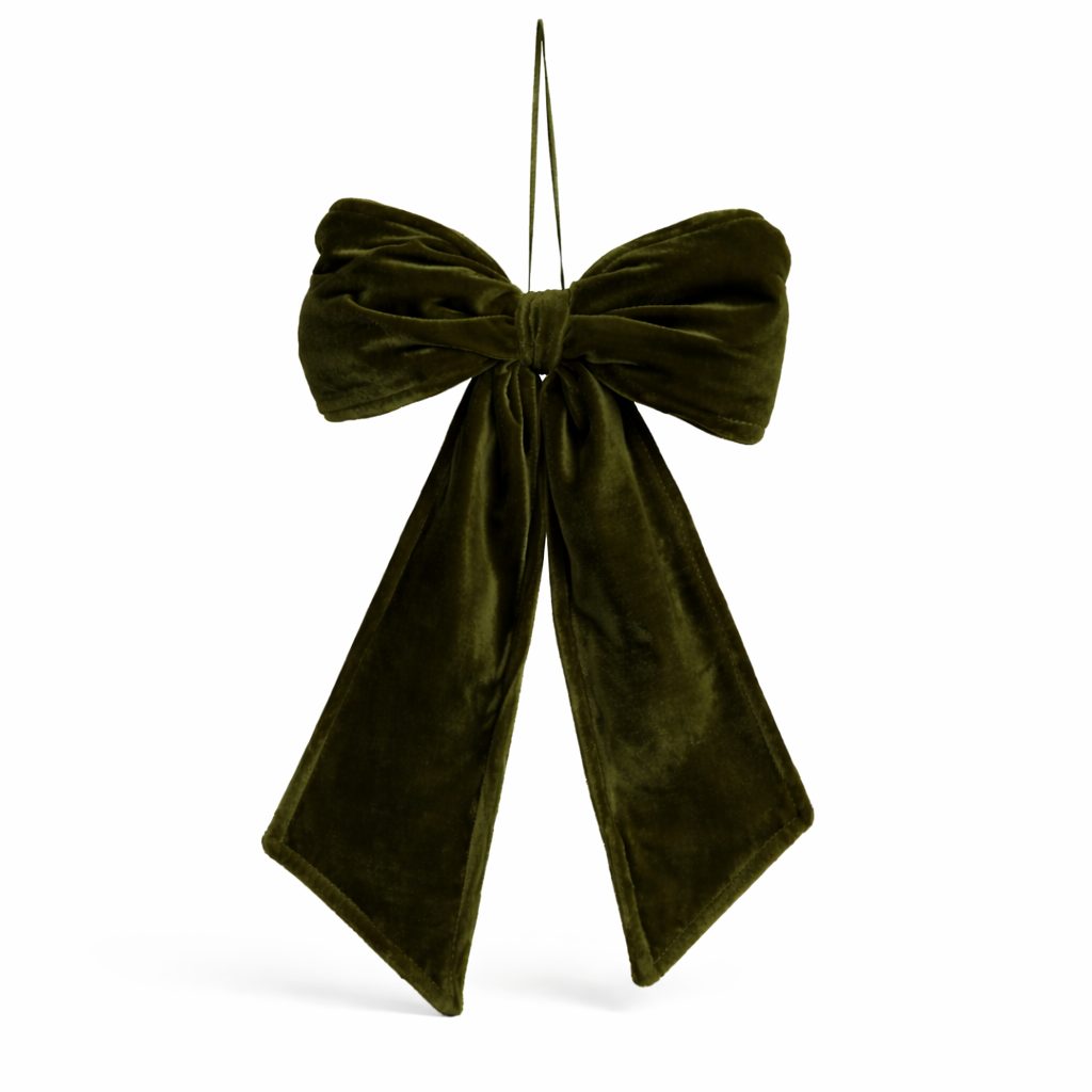 DEEP OLIVE LUXURY VELVET BOW