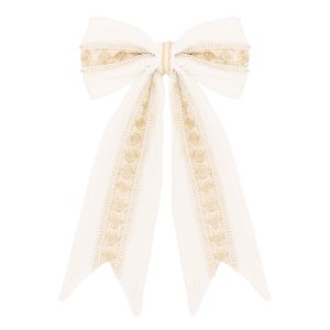 Set of 6 Large White & Gold Bows - SPECIAL OFFER